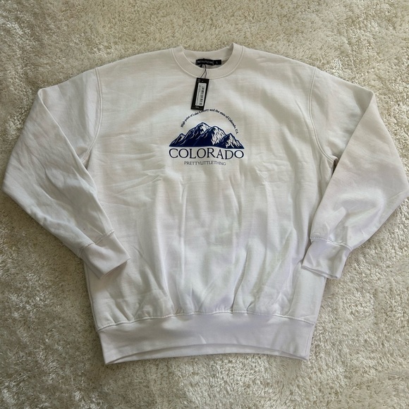 PrettyLittleThing White Graphic Sweater - Picture 1 of 2